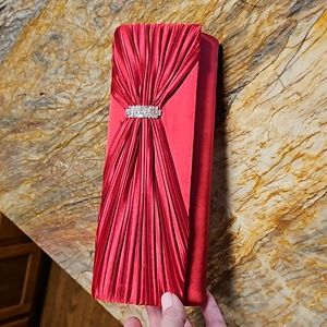 DENTS Red Women's Satin Clutch Purse